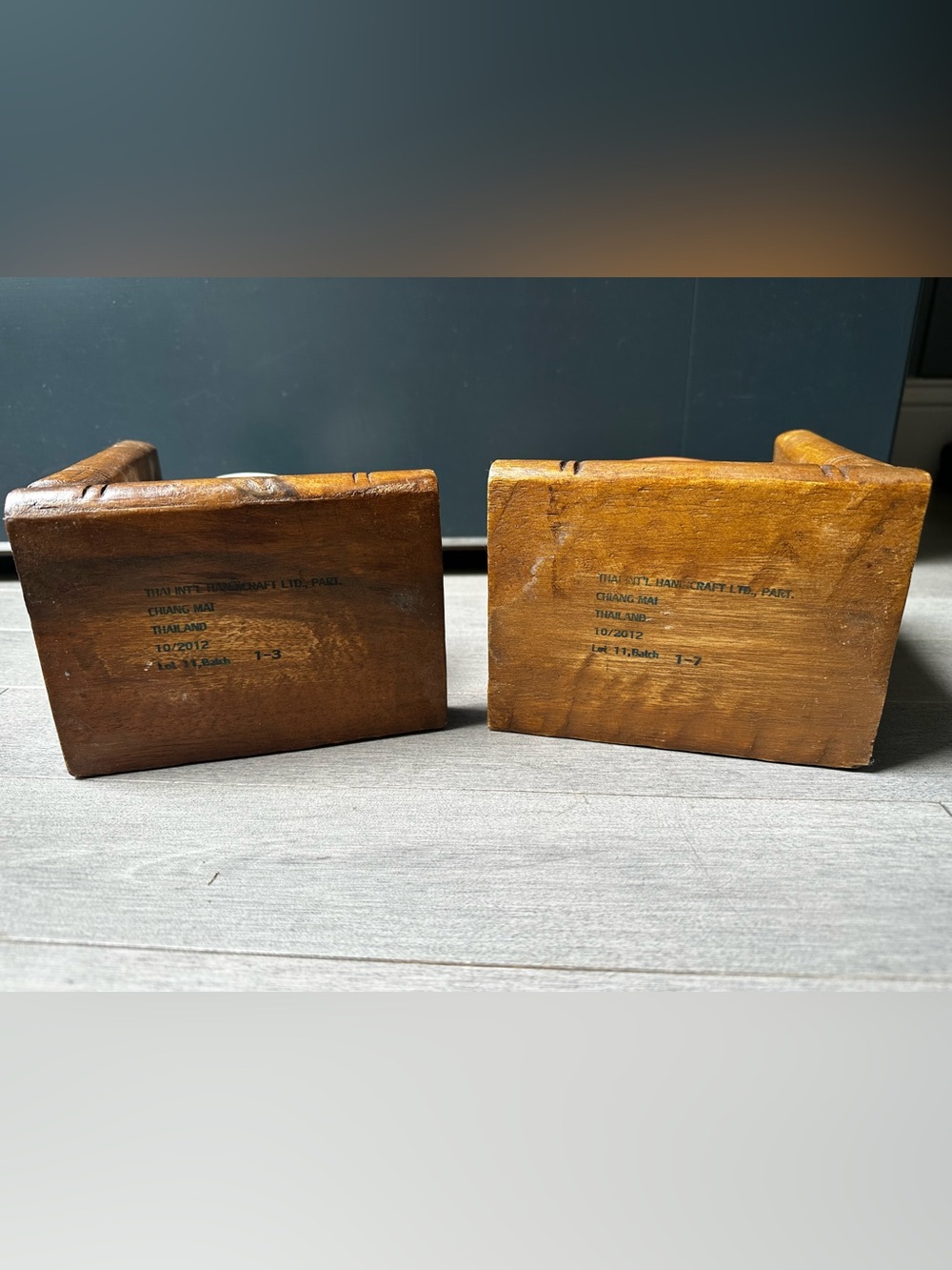 Vintage Solid Wood Baseball Football Sports Book Ends Made In Thailand Decor - Picture 8 of 8